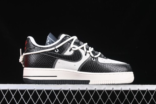 Nike Air Force 1 '07 Low Stussy Year of the Snake Limited Edition Black Snake Print Drawstring Casual Sneakers - DM6688-013