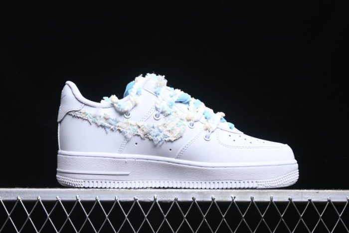 Nike Air Force 1 '07 Low Casual Sneakers with Valentines Day Theme and Blue Bow Detail - CH9999-223