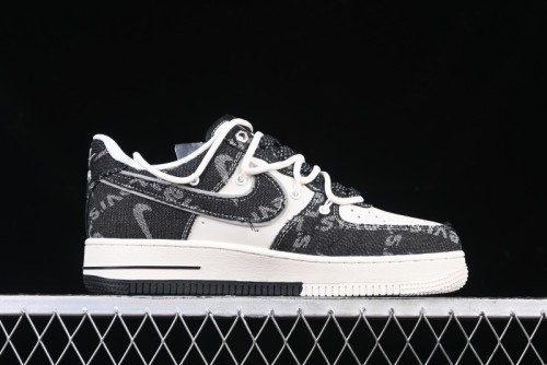 Nike Air Force 1 '07 Low Levi's Collaboration Black Denim Drawstring Casual Sneakers - SJ1198-800
