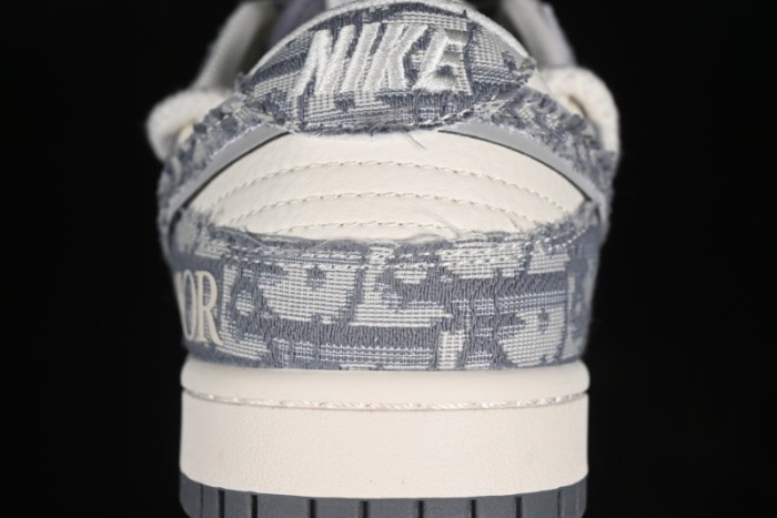 Nike SB Dunk Low Dior Collaboration - Strap Woven Grey Check Anniversary High-End Custom Low-Top Casual Sneakers - SJ2068-285