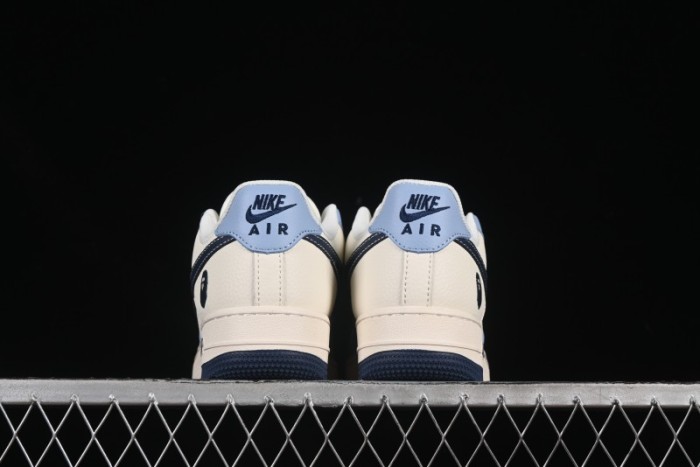 Nike Air Force 1 '07 Low Bape Collaboration Light Blue Swoosh Casual Sneakers - XS1958-554