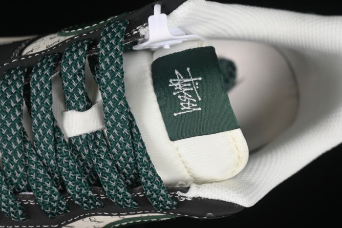 Nike Air Force 1 '07 Low Stussy Collaboration Black Green Swoosh Casual Sneakers - XS1958-572