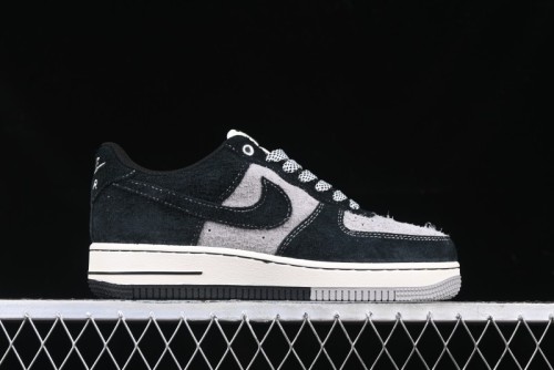 Nike Air Force 1 '07 Low Stussy Collaboration Black Grey Outsole Low-Top Casual Sneakers - SJ6698-017