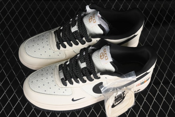 Nike Air Force 1 '07 Low Gucci Collaboration - Dark Blue Linen Casual Sneakers - XZ3398-888