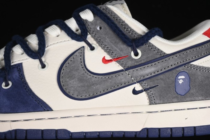 Nike SB Dunk Low BAPE Collaboration - Strap Multi-Color Grey Swoosh Anniversary Custom Low-Top Casual Sneakers - SJ2068-278