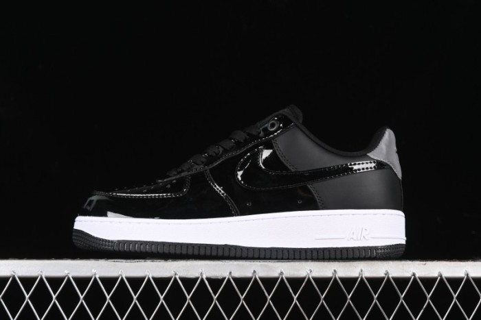Nike Air Force 1 '07 Low Patent Leather All Black Casual Sneakers - AH6827-001