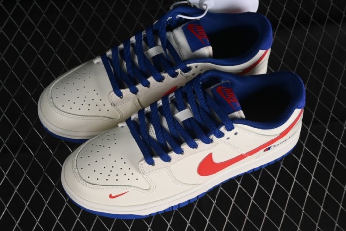 Nike SB Dunk Low Championship Collaboration - Off-White Red Swoosh Anniversary Custom Low-Top Casual Skate Shoes - KK1688-021