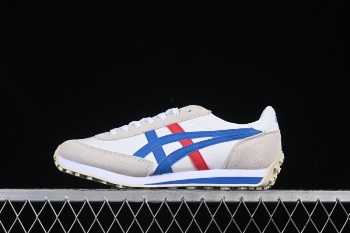 Onitsuka Tiger Vintage Runner Sneakers - White/Grey with Blue & Red Accents
