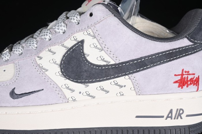 Nike Air Force 1 '07 Low Stussy Collaboration Pig Skin Swoosh Logo Low-Top Casual Sneakers - XS1958-501