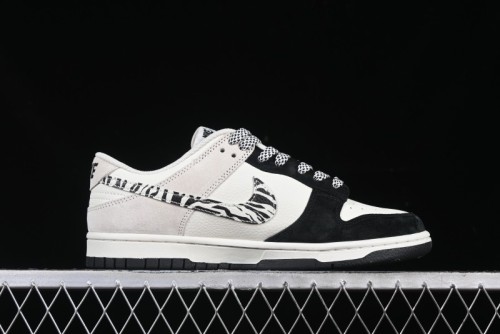 Nike SB Dunk Low Stussy Collaboration Zebra Black White Swoosh Anniversary Custom Low-Top Casual Skate Shoes - DJ2024-060