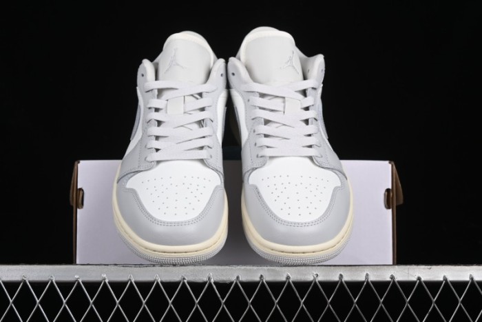 Nike Air Jordan 1 Low Casual Sneakers in White-Grey - FQ7687-300