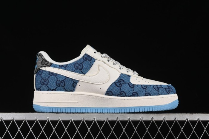 Nike Air Force 1 '07 Low Gucci Collaboration - Blue Floral Print Casual Sneakers - BB9577-101
