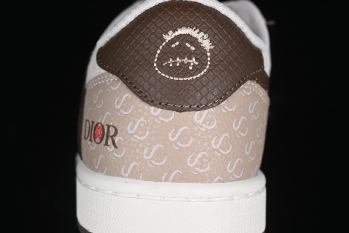 Nike Travis Scott x Fragment Design x Air Jordan 1 Low OG SP AJ1 Snake Year Limited Brown Snake Print Low Top Casual Sneakers - DM7866-074