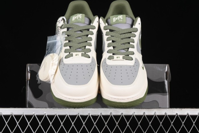 Nike Air Force 1 '07 Low Bape Collaboration - Dark Green Grey Low Top Casual Sneakers BB6566-205