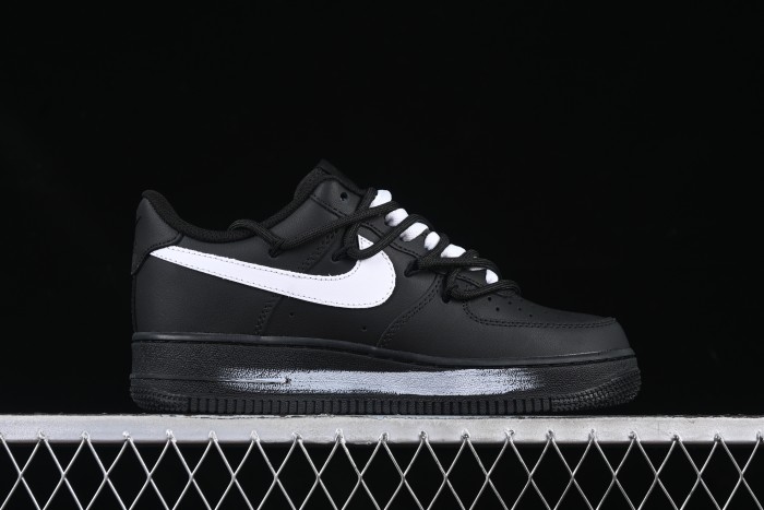 Nike Air Force 1'07 Low Casual Sneakers with 2D Daisy Black White Graffiti Hand-Painted Design - CK0316-063