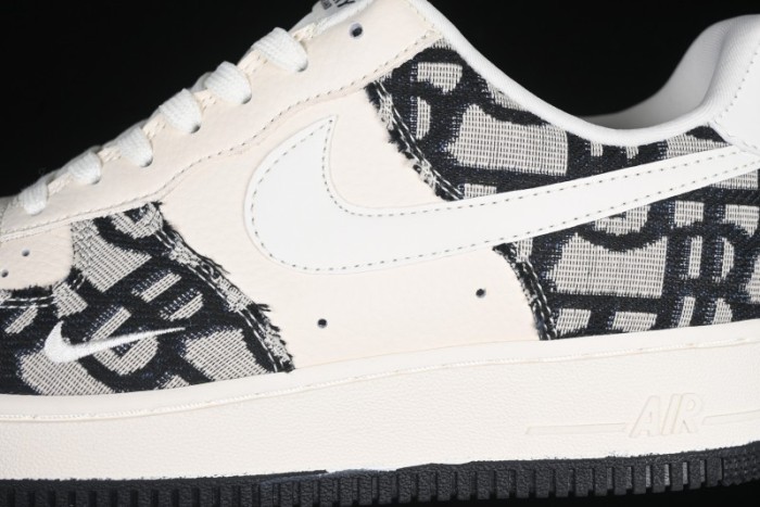 Nike Air Force 1 '07 Low Dior Collaboration Black Pattern Low-Top Casual Sneakers - DF0188-028