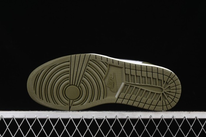 Nike Air Jordan 1 Low  Medium Olive  Retro Casual Sneakers - 553558-092