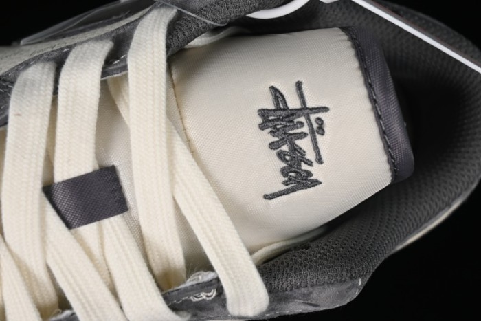 Nike Air Jordan 1 Low AJ1 Stussy Collaboration - Grey Pigskin Custom Low-Top Basketball Shoes - SJ9950-010