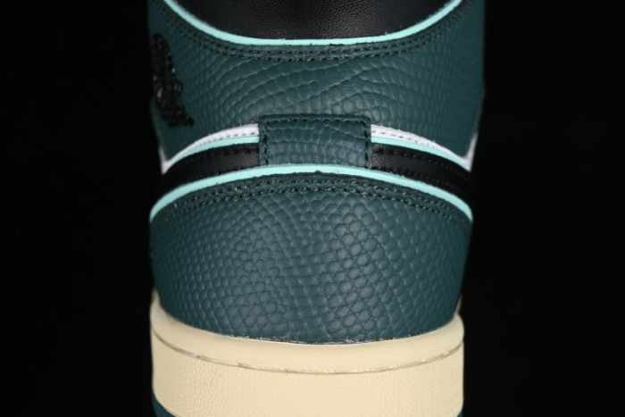 Nike Air Jordan 1 Mid AJ1 Snake Black Green Toe Mid-Top Basketball Shoes - FQ7818-100