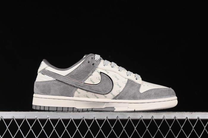 Nike SB Dunk Low Stussy Collaboration - Grey Pig Suede Patchwork Anniversary Custom Low-Top Casual Skate Shoes - CF3688-016