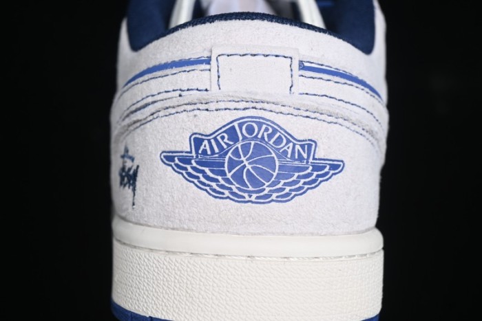 Nike Air Jordan 1 Low Stussy Collaboration - Premium Custom Retro Basketball Shoes with Blue-Grey Accents - DM9188-006