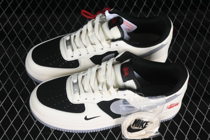 Nike Air Force 1 '07 Low Stussy Collaboration Beige Grey Black Low-Top Casual Sneakers - XZ6188-766