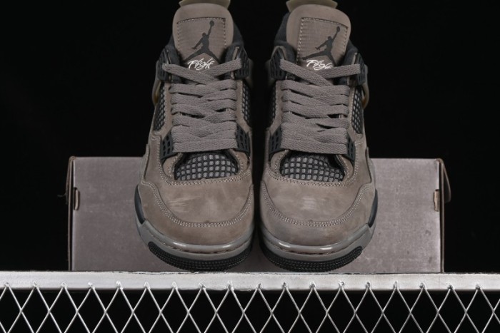 Nike Air Jordan 4 Retro Sneakers in Cave Stone Brown with Black Mesh and TPU Details - FV5029-200