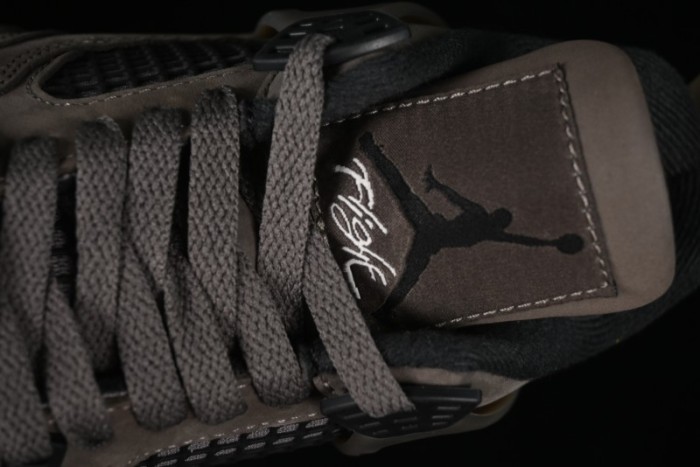 Nike Air Jordan 4 Retro Sneakers in Cave Stone Brown with Black Mesh and TPU Details - FV5029-200