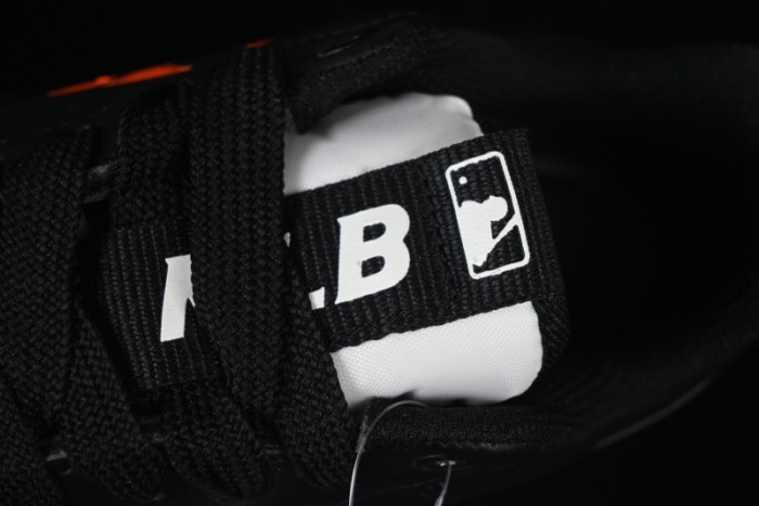 NY Yankees Black Leather Sneakers with Bold Orange Logo