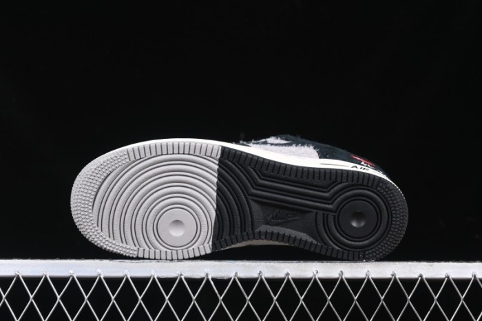 Nike Air Force 1 '07 Low Stussy Collaboration Black Grey Outsole Low-Top Casual Sneakers - SJ6698-017