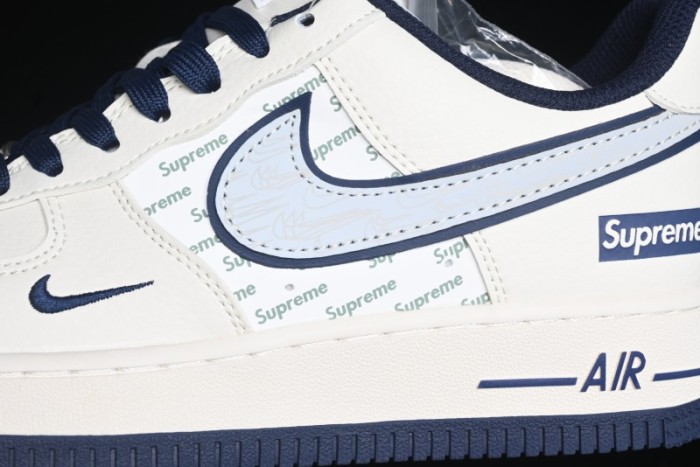 Nike Air Force 1 '07 Low Supreme Collaboration - Light Blue Shadow Swoosh Casual Sneakers - XZ6188-989