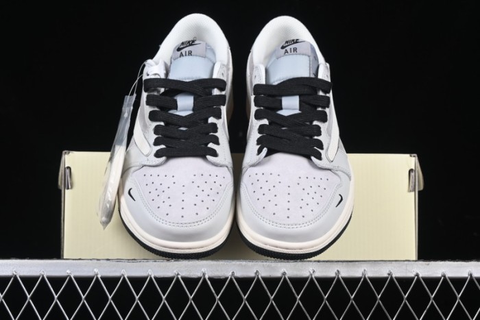 Nike Travis Scott x Fragment Design x Air Jordan 1 Low OG SP AJ1 Retro Sneakers in Summer Cicada Grey - XZ6898-001