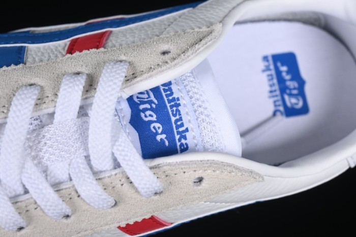 Onitsuka Tiger Vintage Runner Sneakers - White/Grey with Blue & Red Accents