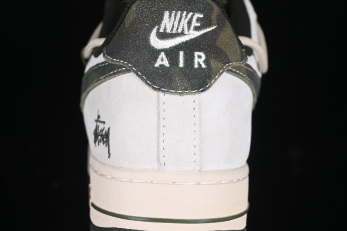 Nike Air Force 1 '07 Low Stussy Collaboration Camo Swoosh Drawstring Casual Sneakers - DM6688-014