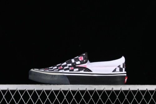 Vans Slip-On Classic Collaborative Hand-Painted Graffiti with Pink Accents and Crystal Outsole Checkerboard Slip-On - VN000CT5BPA 1
