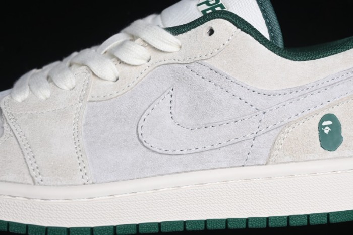 Nike Air Jordan 1 Low AJ1 Bape Collaboration - Full Pig Eight Green Grey Retro Basketball Shoes - DM9188-009