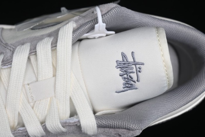 Nike Air Jordan 1 Low Stussy Collaboration - Grey White Dual-Tone Red Tag Retro Basketball Shoes - SJ9950-031