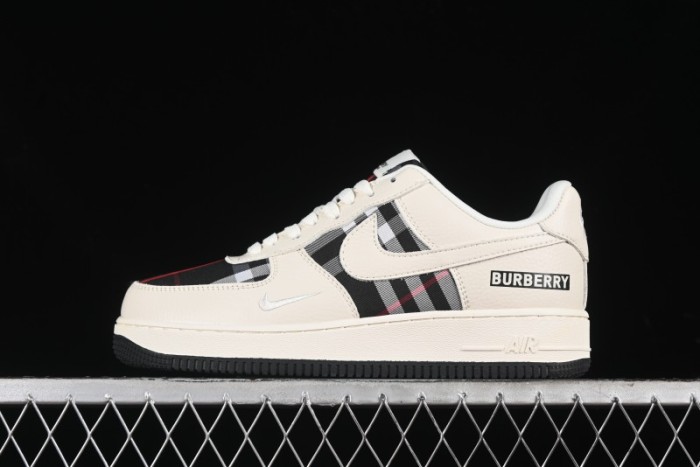 Nike Air Force 1 '07 Low Burberry Collaboration - White Black Check Low-Top Casual Sneakers - DF0180-005