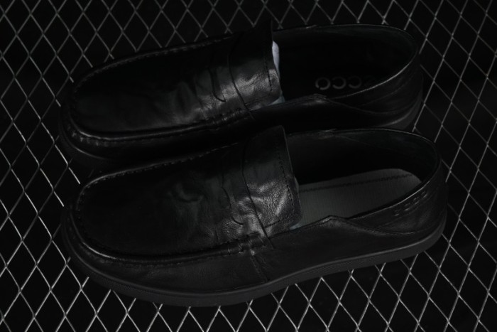 ECCO Soft Moc Summer Genuine Leather Breathable Slip-On Driving Shoes - 63516801001