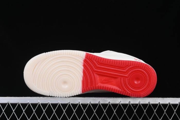Nike Air Force 1 '07 Low Supreme Collaboration Beige Red Color Block Low-Top Casual Sneakers - BB7577-216