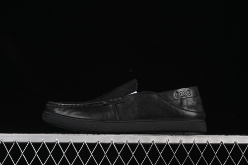 ECCO Soft Moc Summer Genuine Leather Breathable Slip-On Driving Shoes - 63516801001