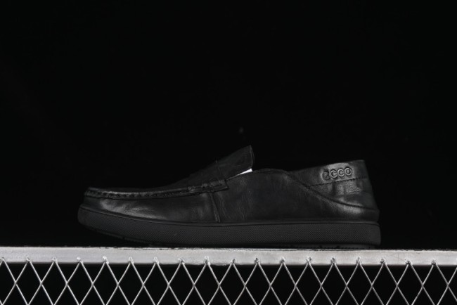 ECCO Soft Moc Summer Genuine Leather Breathable Slip-On Driving Shoes - 63516801001