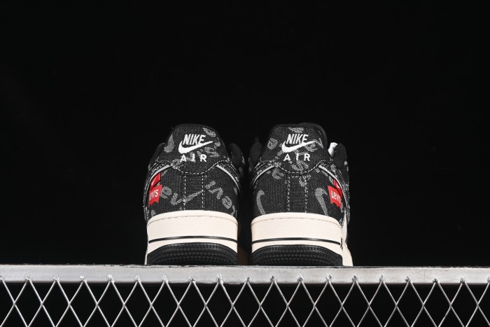 Nike Air Force 1 '07 Low Levi's Collaboration Dual-Tone Black Denim Casual Sneakers - YX5066-312