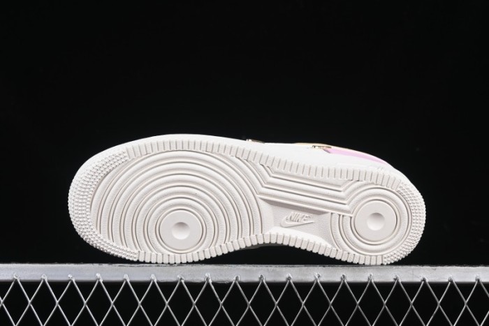 Nike Air Force 1 '07 Low White Pink Swoosh Casual Sneakers - IB2574-600