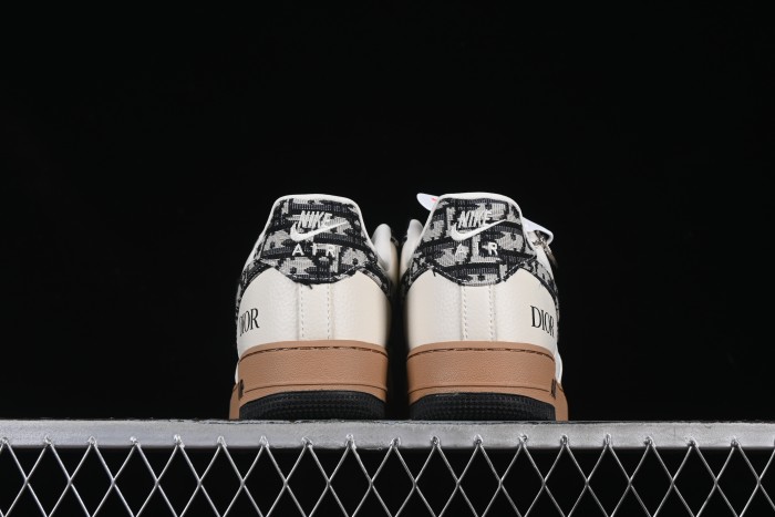 Nike Air Force 1 '07 Low Dior Collaboration Beige Black Grey Stitch Casual Sneakers - KK1988-048