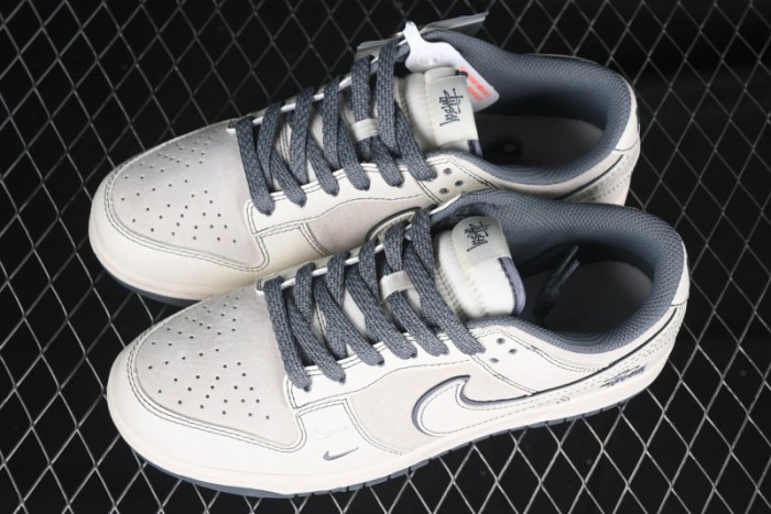 Nike SB Dunk Low Stussy Collaboration - Beige Grey Line Anniversary High-End Custom Low-Top Casual Sneakers - BB7518-007