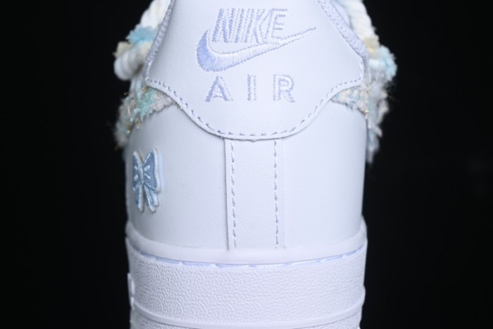 Nike Air Force 1 '07 Low Casual Sneakers with Valentines Day Theme and Blue Bow Detail - CH9999-223