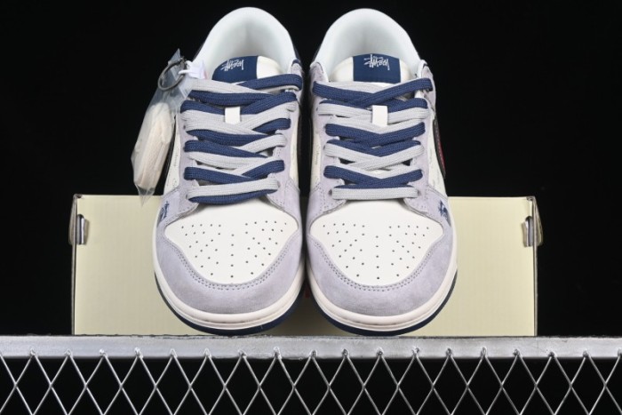 Nike SB Dunk Low Stussy Collaboration Black Burgundy Swoosh Anniversary Custom Low-Top Casual Skate Shoes - DM6868-022