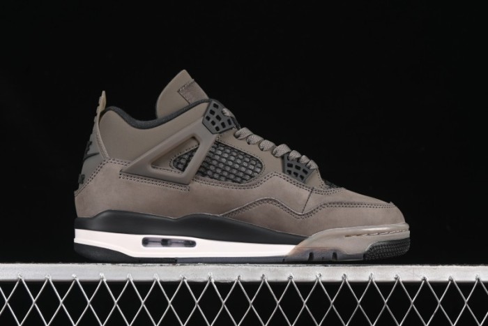 Nike Air Jordan 4 Retro Sneakers in Cave Stone Brown Suede with Black Mesh - FV5029-200