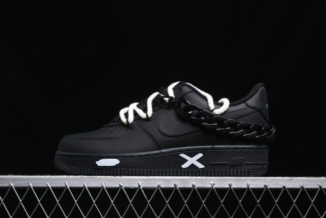 Nike Air Force 1 '07 Low Black Deconstructed Utility Casual Sneakers - CW2288-763